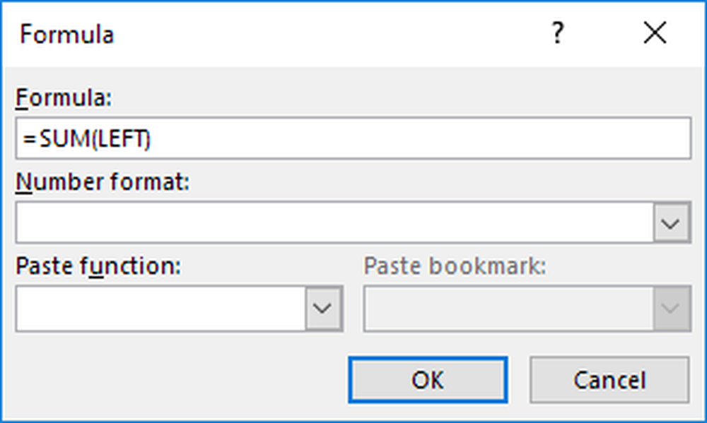 Function dialog