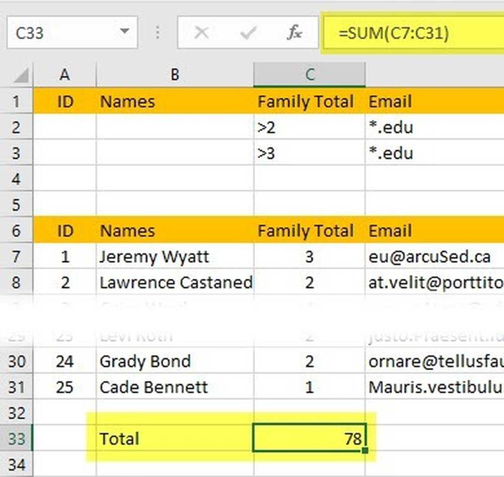 Total sum. Total sum in excel.