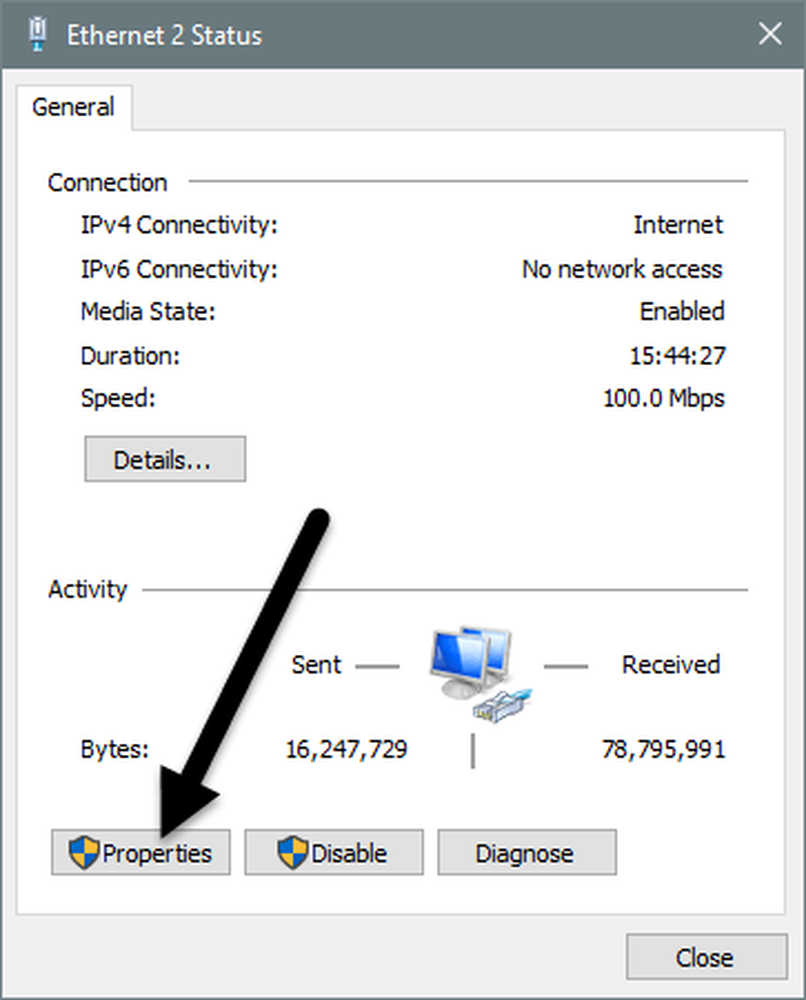 Ethernet свойства.