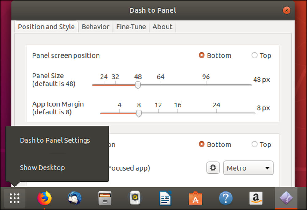 Dash panel. Dash to Panel.