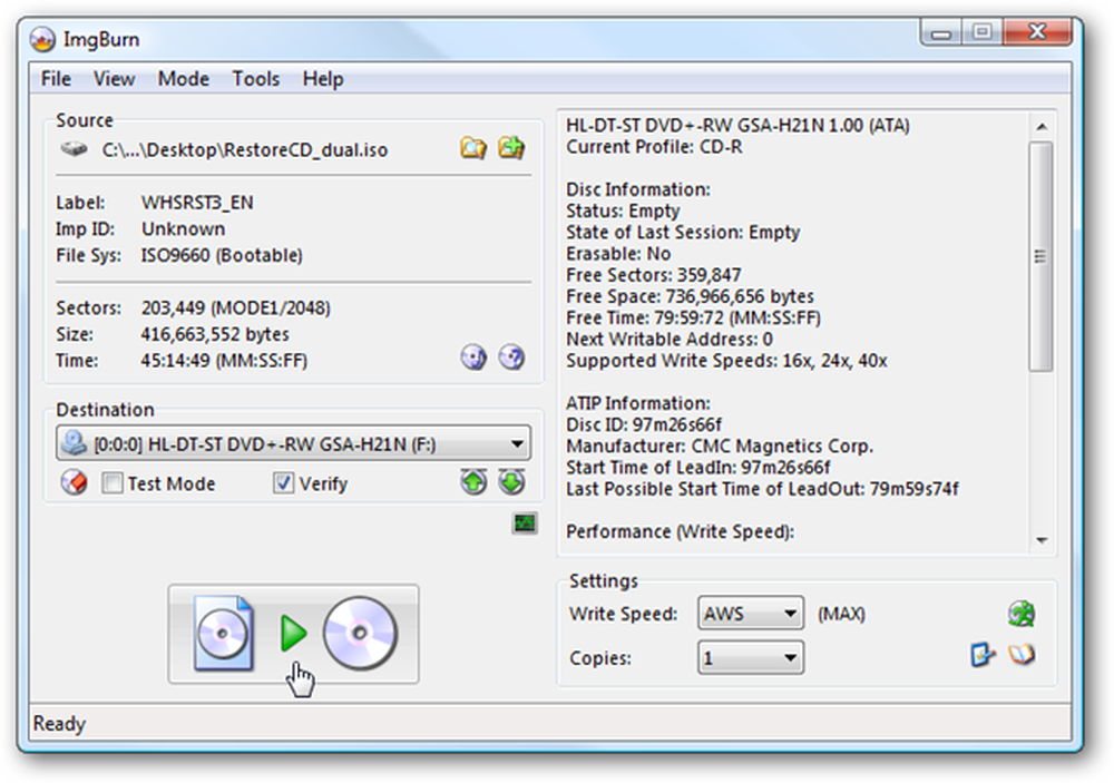 Universal utility. IMGBURN. IMGBURN 2.5.8.0..