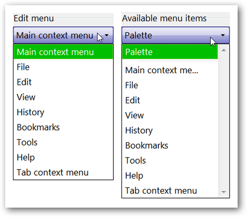 Menu editor