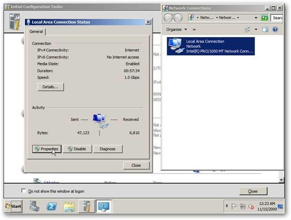 Initial configuration. Windows Server 2008.