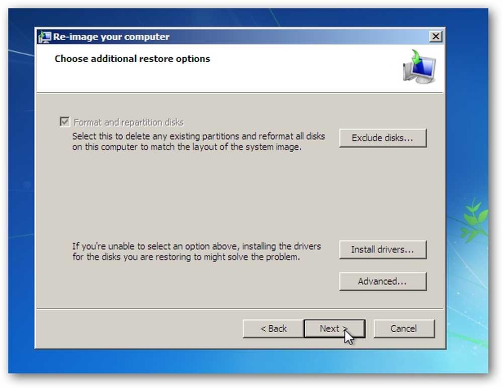 Windows restore image. Selecting a System image in Windows 7 additional restore options.