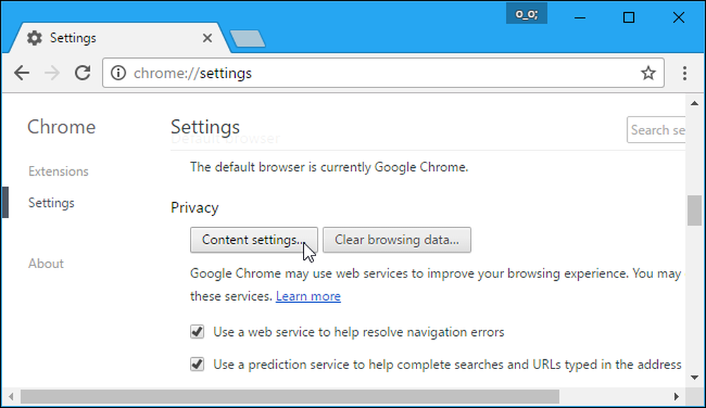 Browser settings content notifications