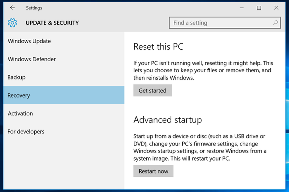 Setup start parameter media. Advanced Startup. Reset PC. Windows 10 reset your PC. Start > settings > update & Security > Recovery > reset this PC >.