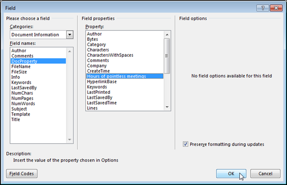 Option field