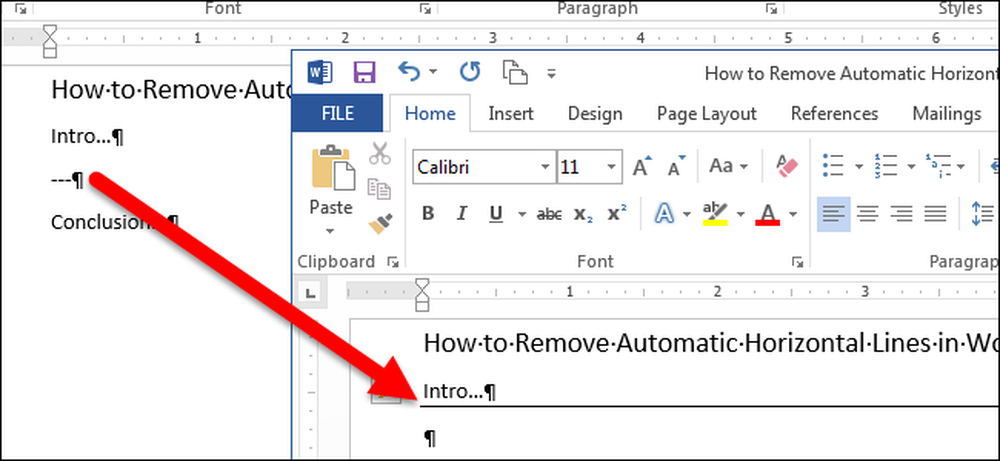 how to remove double line in ms word