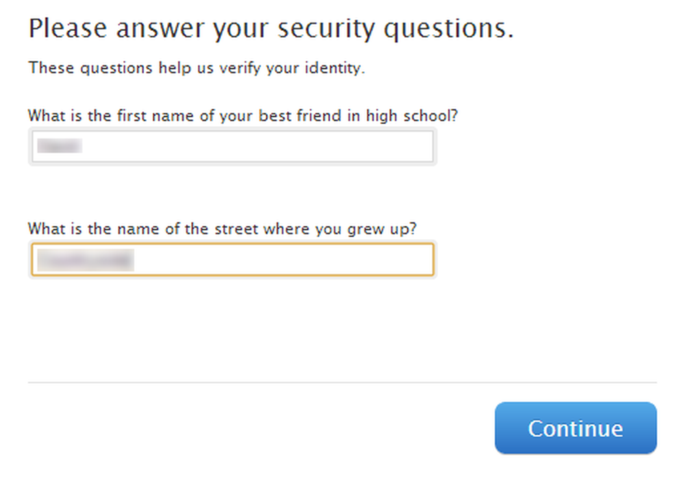 Security question answer